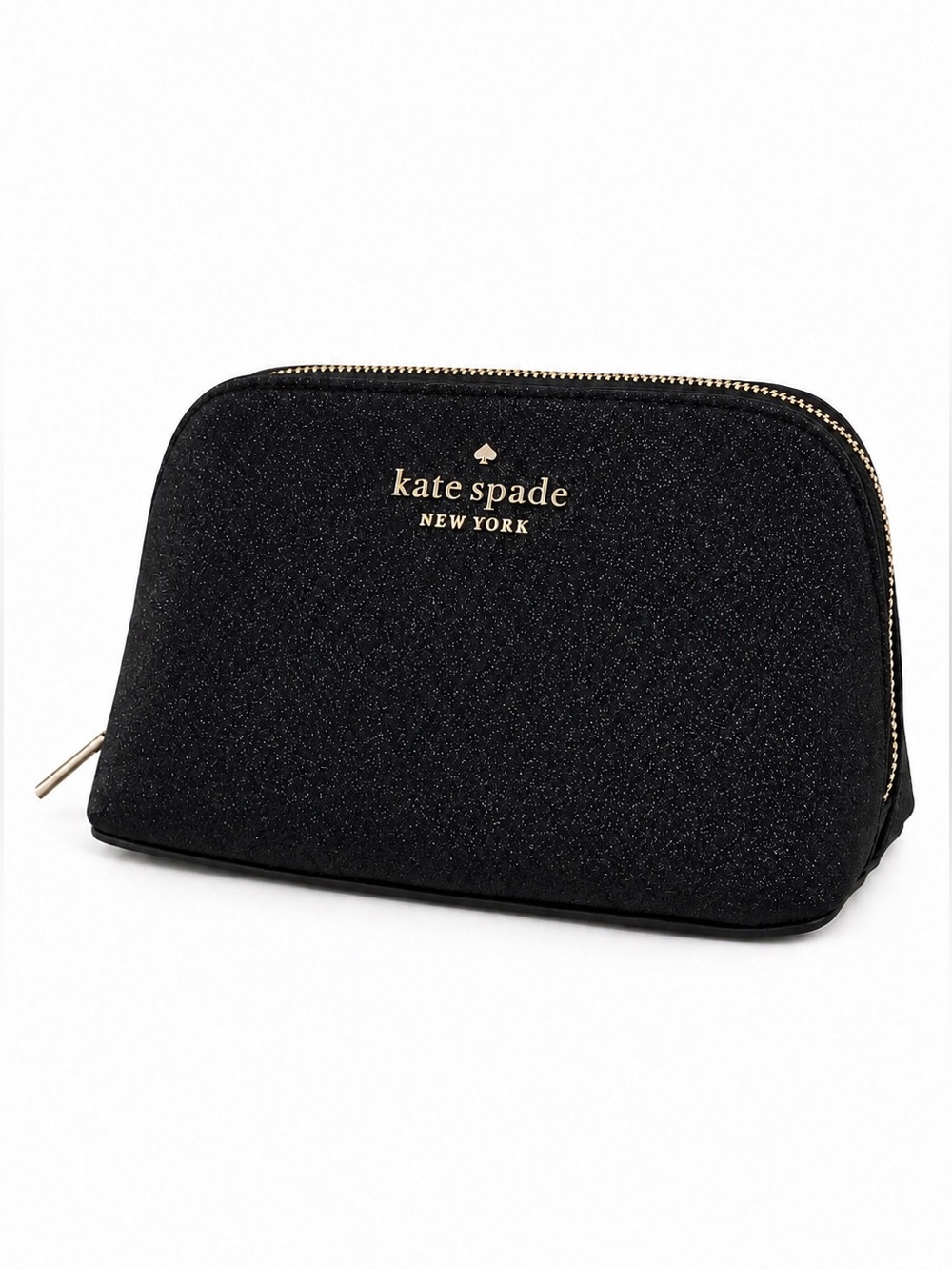 NWT Kate Spade New York Tinsel Glitter Fabric Small Cosmetic Case Bag Black - Picture 1 of 7